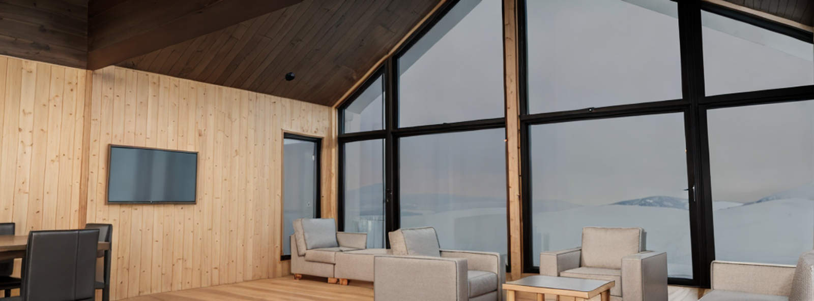 Sorte detaljer på vinduer og dører Galleribilde