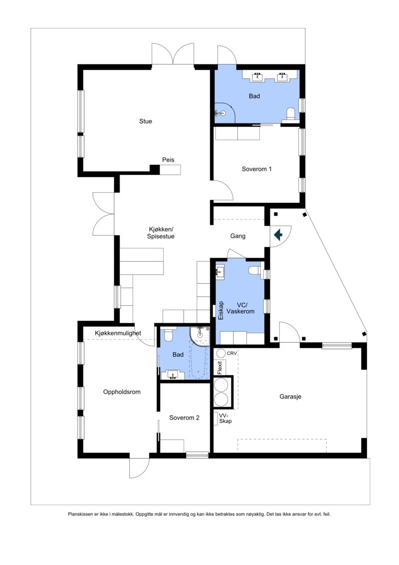Boligen er på ett plan og har en svært god planløsning. Galleribilde