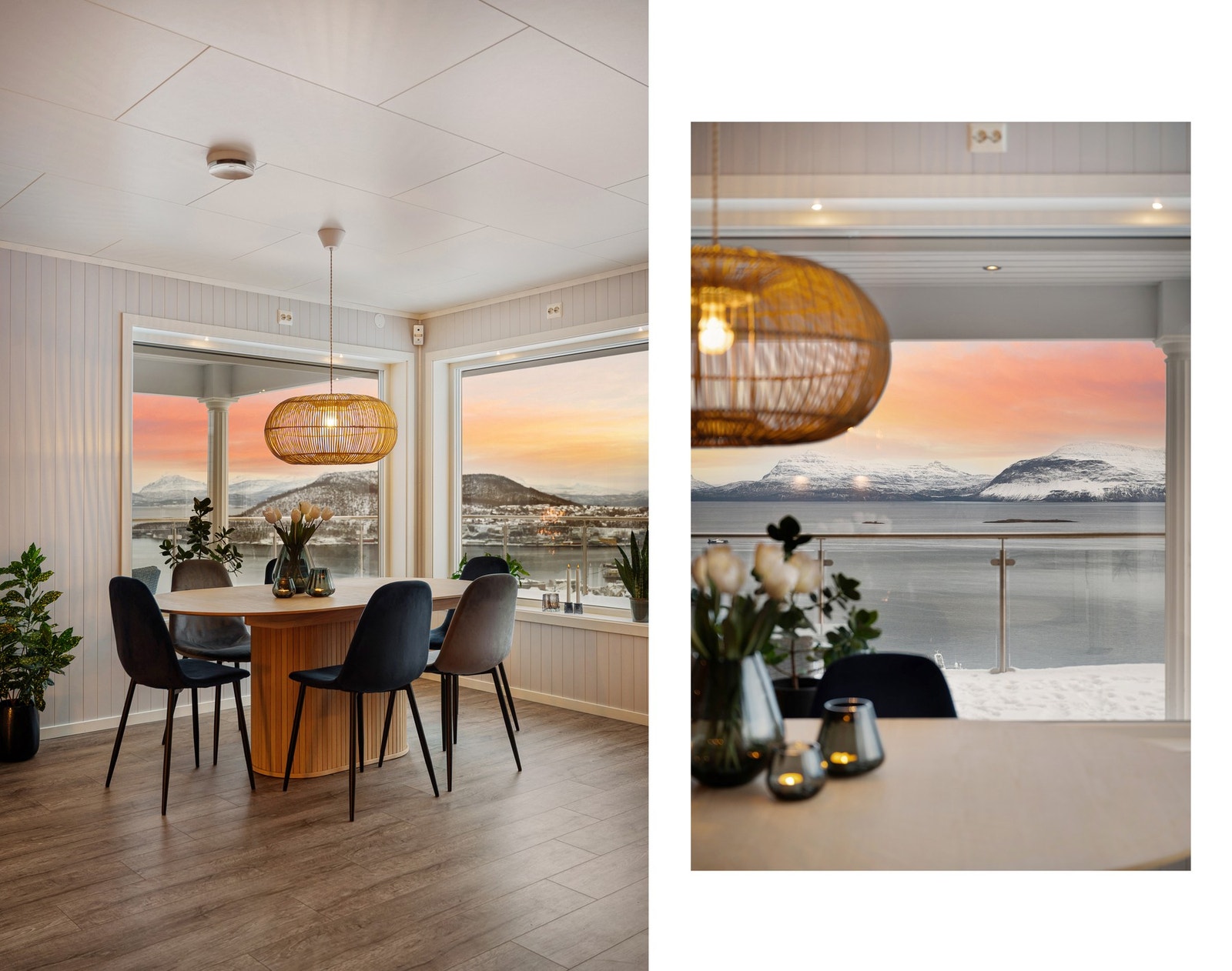 Spisestua er plassert ved store vinduer som fremhever den vakre utsikten Galleribilde