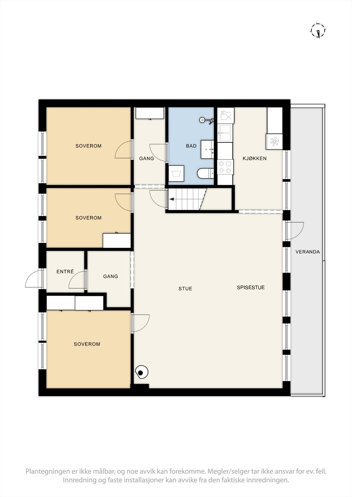 Plantegning, første etasje - 1 C og A Galleribilde