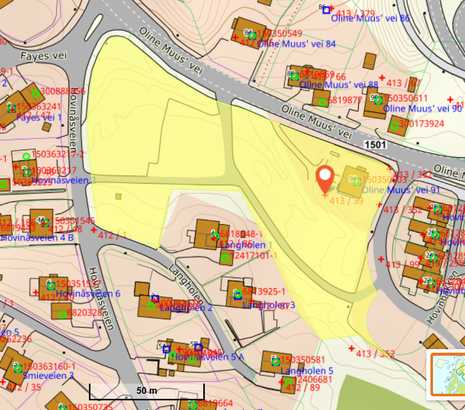 Utsnitt av tomt fra seeiendom.no. Galleribilde