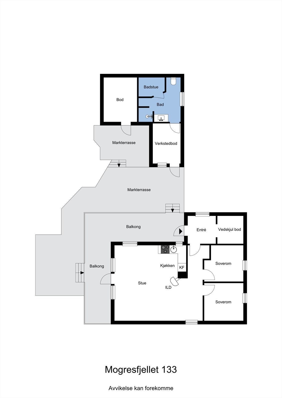 Planskisse hytte og uthus. Galleribilde