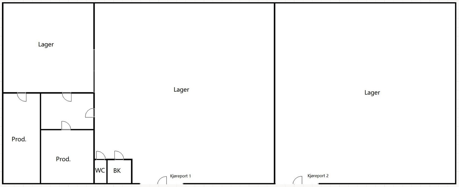 Omtrentlig gulvplan. OBS: Kun lokalet på 600m² er til leie Galleribilde