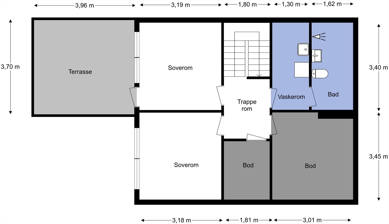 Planskisse U. etg med mål fra takstmann - Asperudåsen 13 Galleribilde