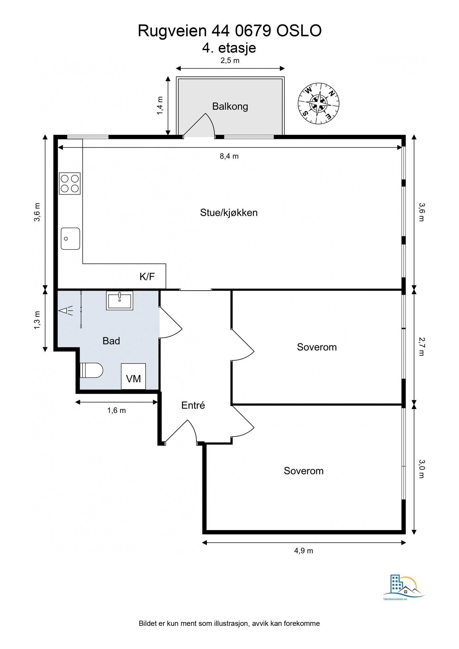 - Plantegning til orientering. Leiligheten disponerer en kjellerbod på ca. 4kvm og bod i 1.etg på ca. 3kvm - Galleribilde