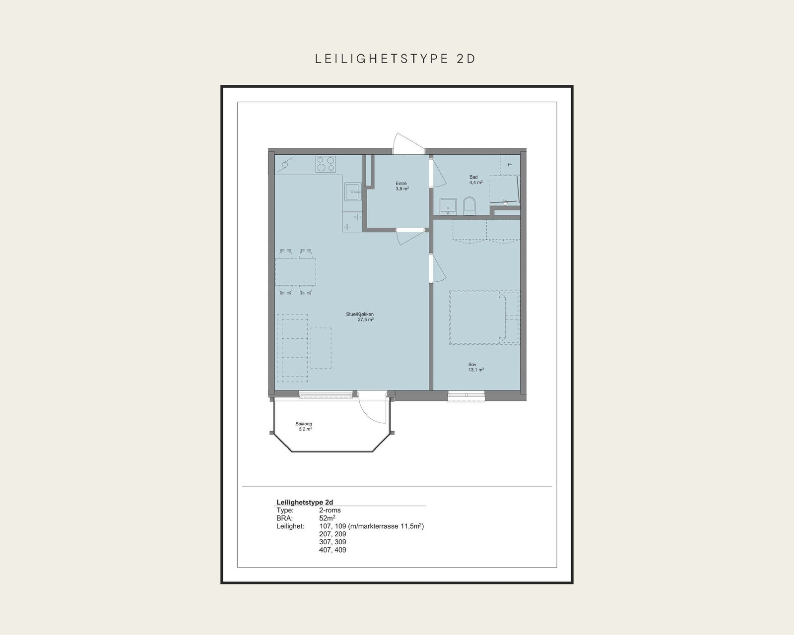 Leilighetstype 2D Galleribilde