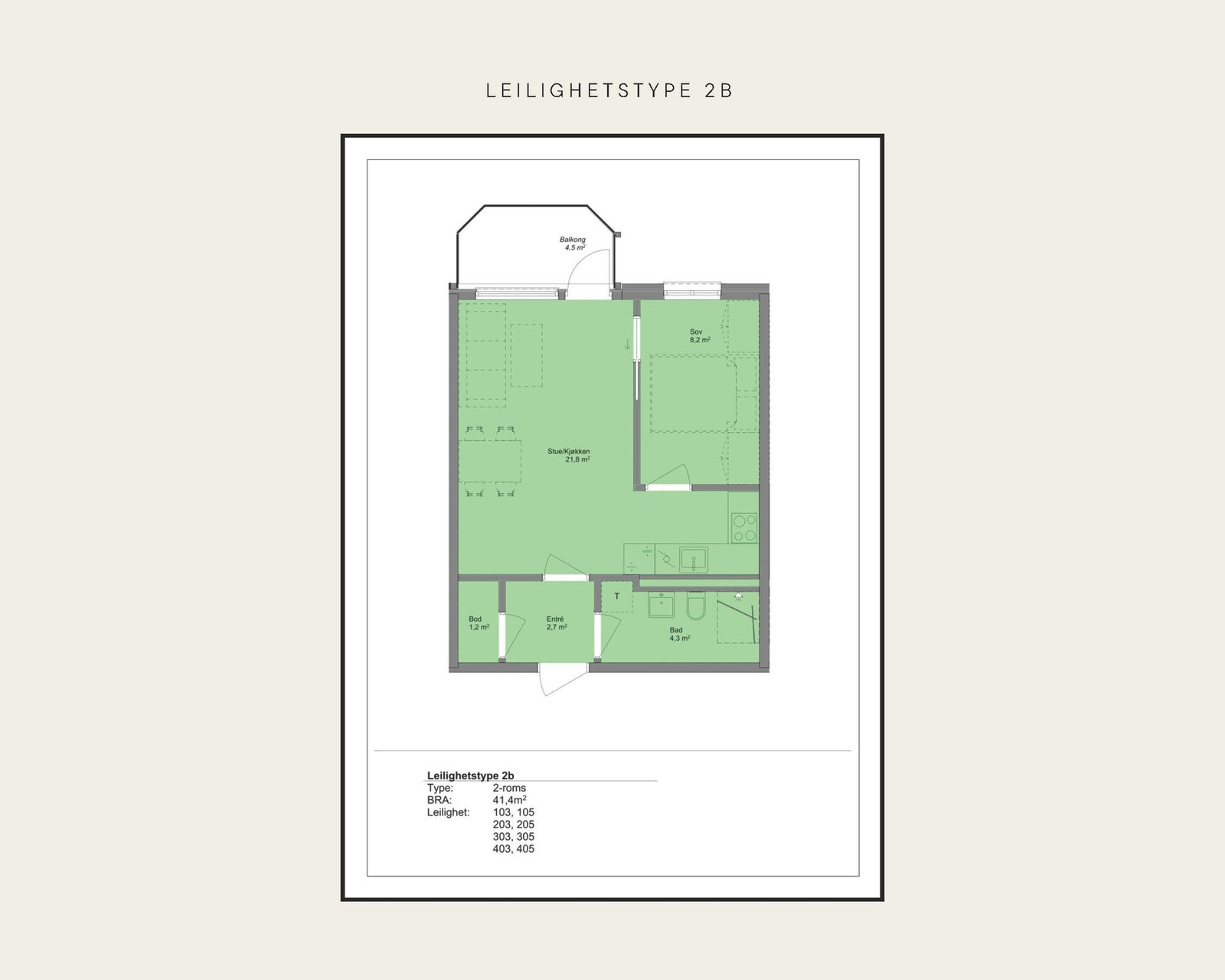 Leilighetstyep 2B Galleribilde