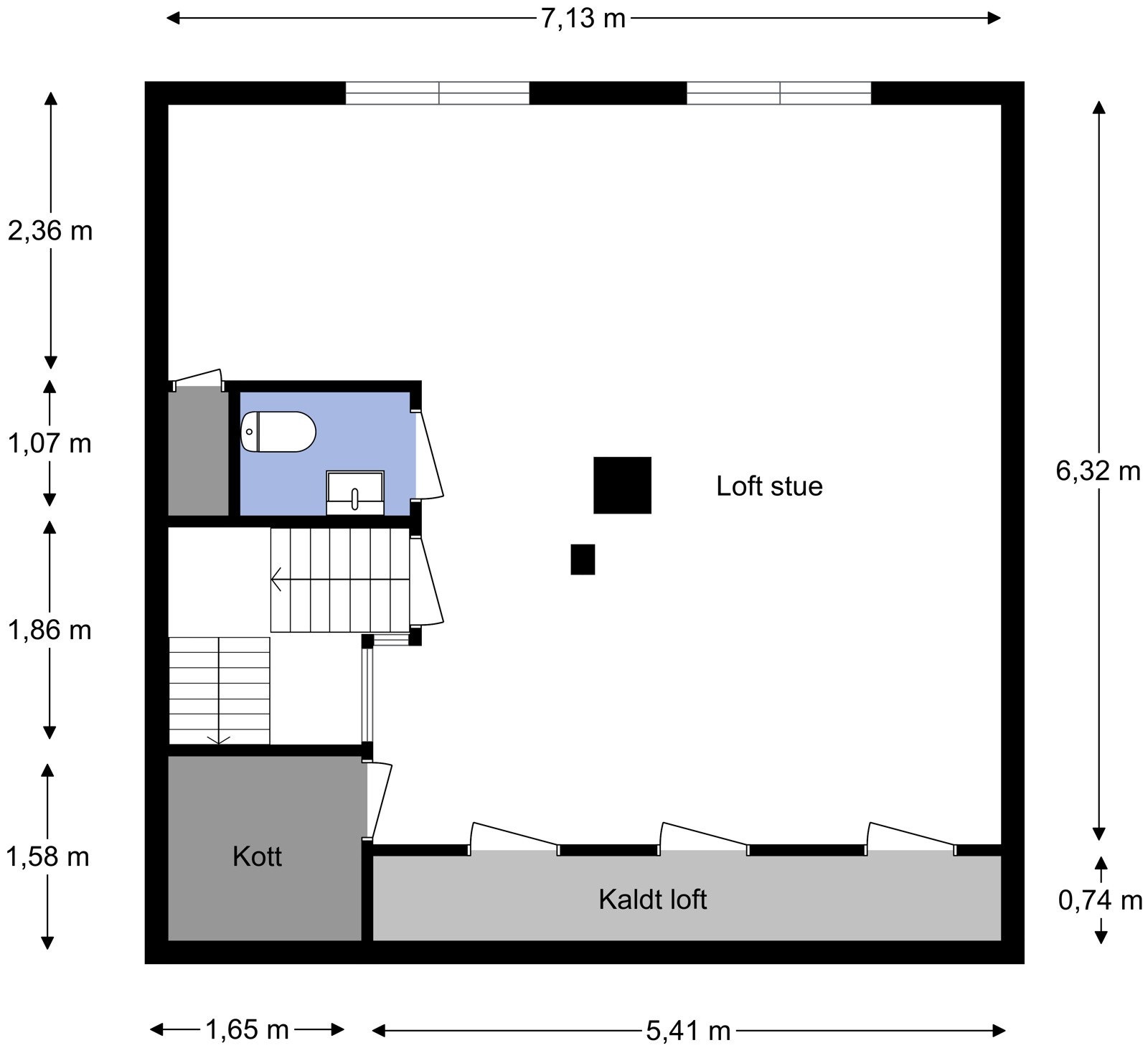 Gaustadveien 117 Rekkehus over 3 plan - 2D - Loft - Image Galleribilde