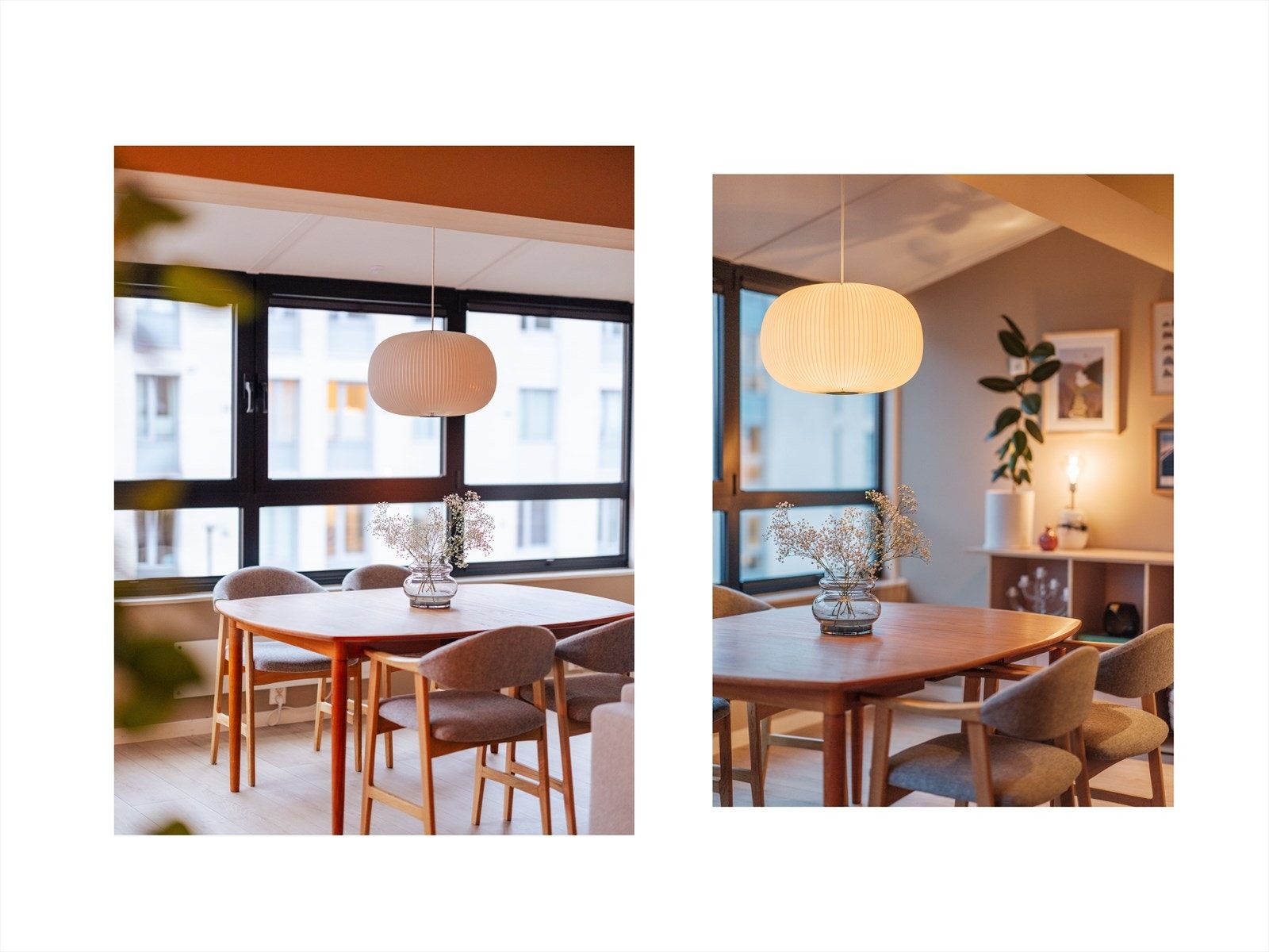 Hyggelig stemning i leiligheten, både på dag- og kveldstid. Galleribilde