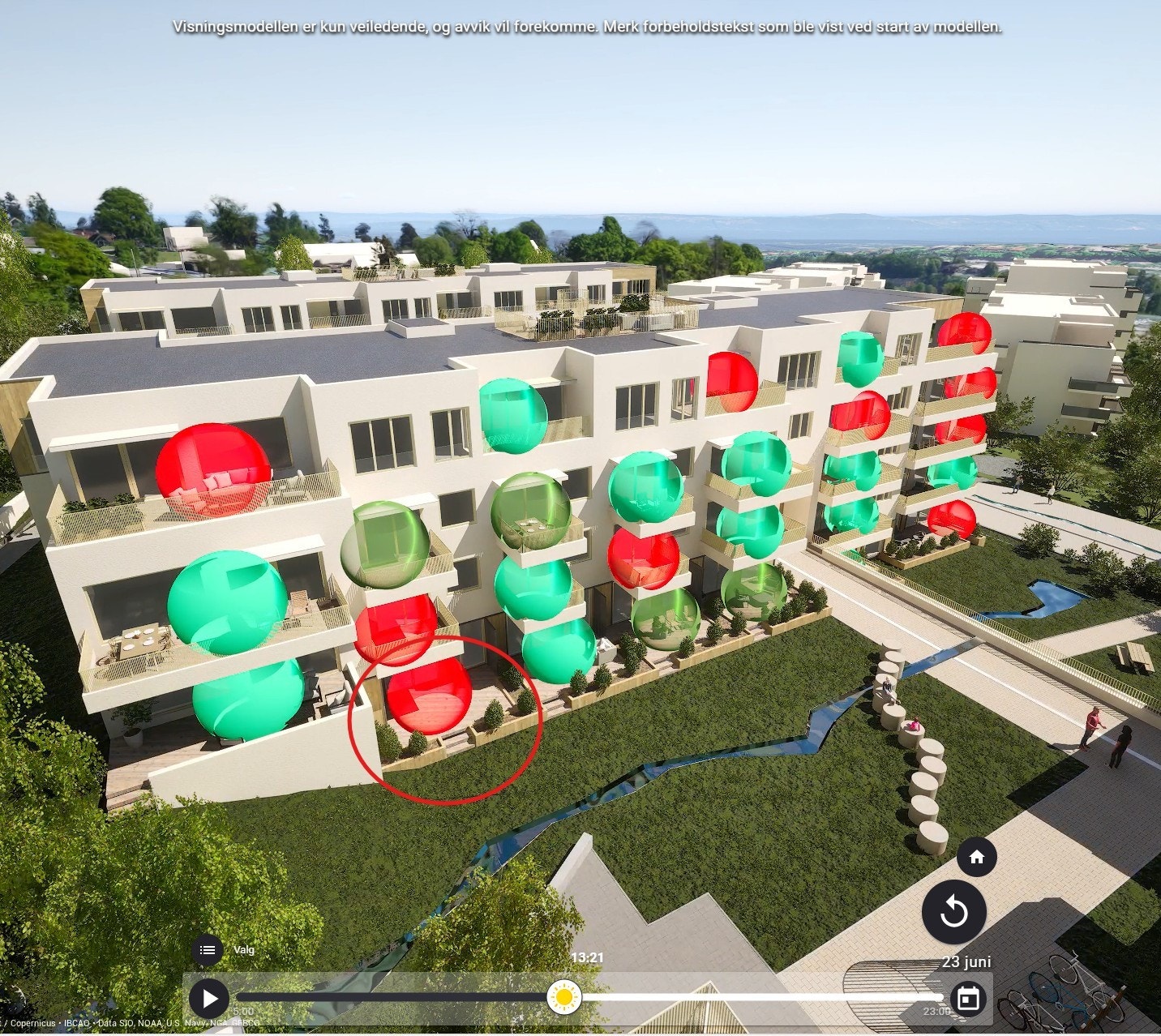 Illustrasjon som viser ca. sol på balkong/uteplassen - fra. Galleribilde