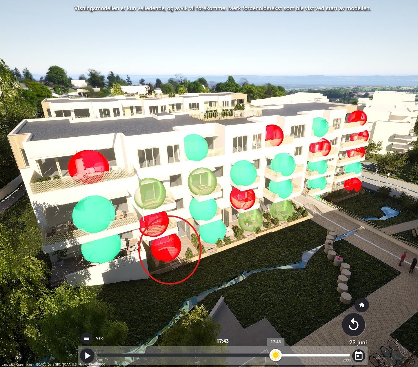 Illustrasjon som viser ca. sol på balkong/uteplassen - til. Galleribilde