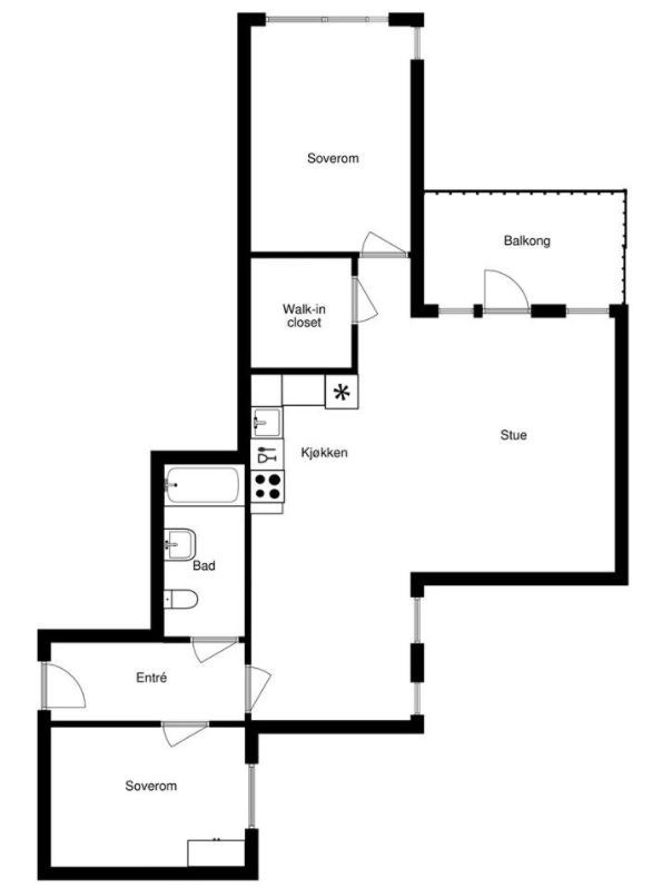 Effektiv plantegning. Boligen er ledig fra 1.12 til langtidsleie. Galleribilde