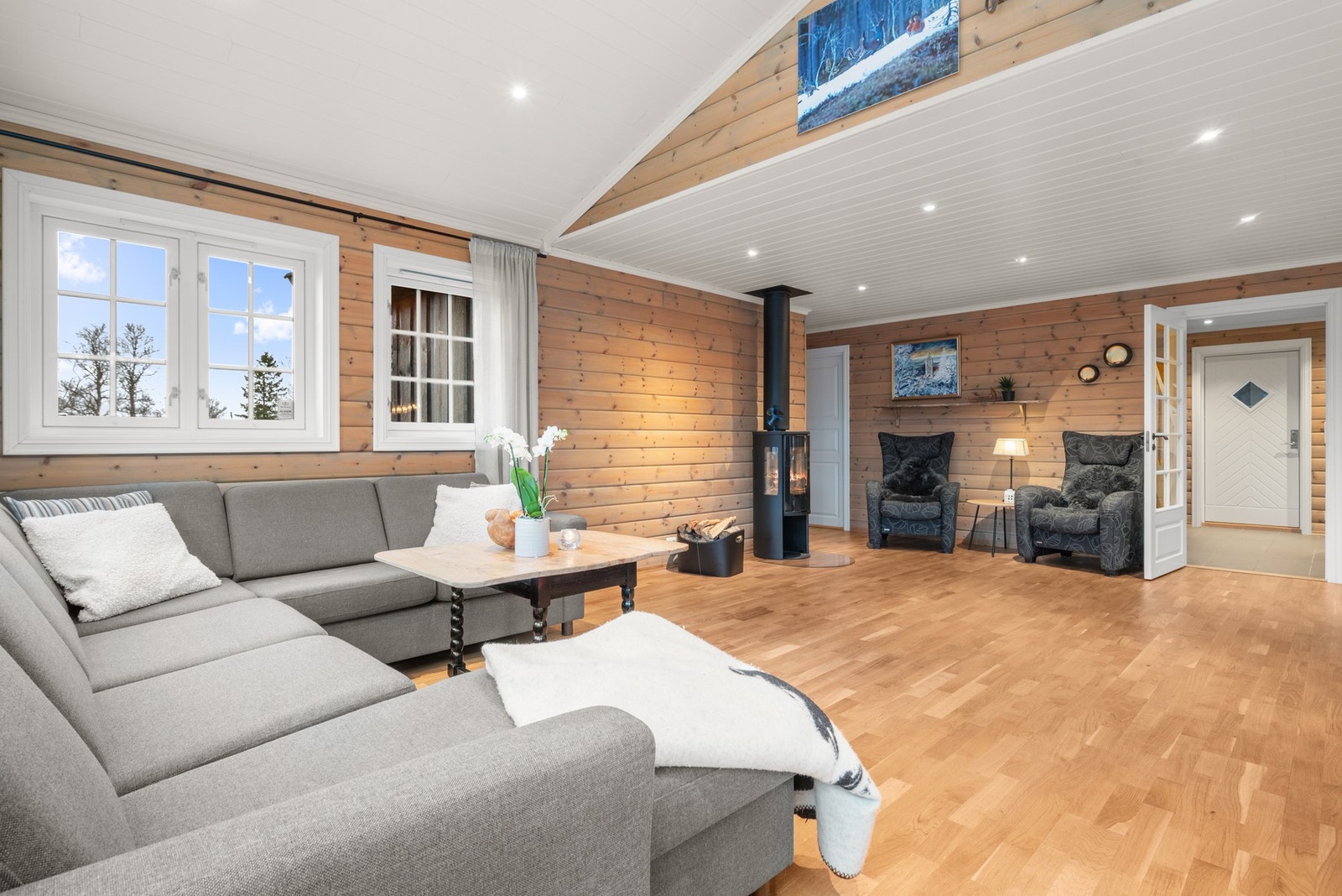 Elektrisk oppvarming og vedovn som ekstra oppvarmingskilde. Galleribilde