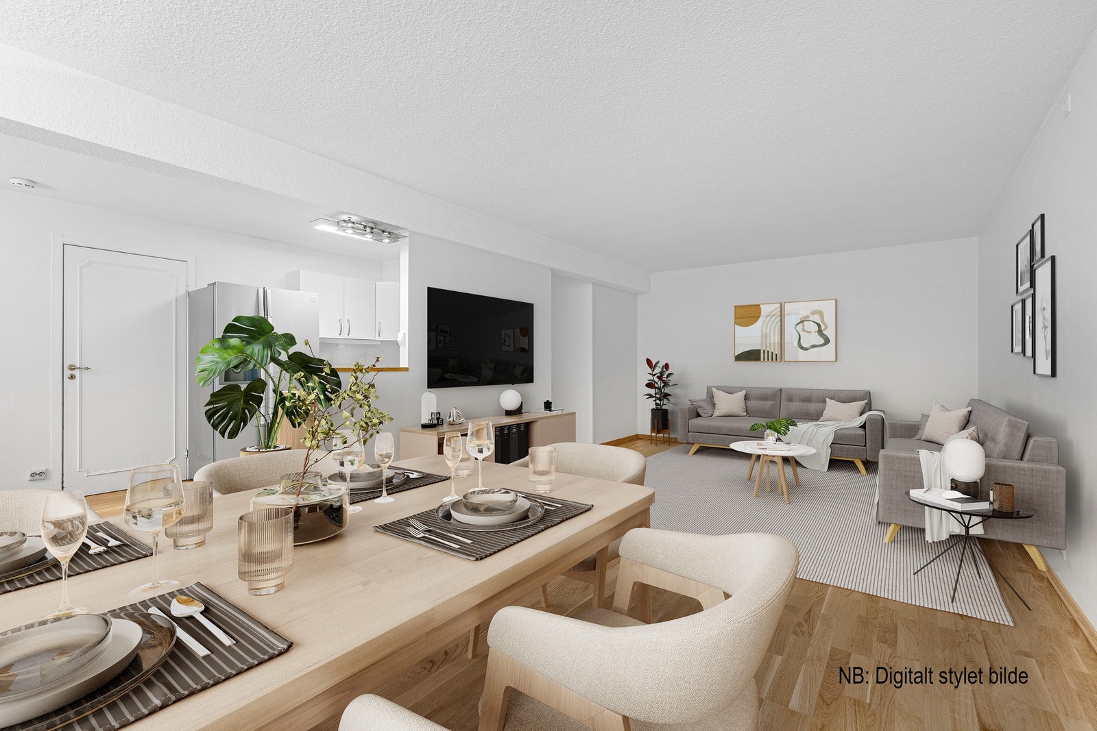 Romslig stue - Virtuelt møblert for illustrasjon Galleribilde