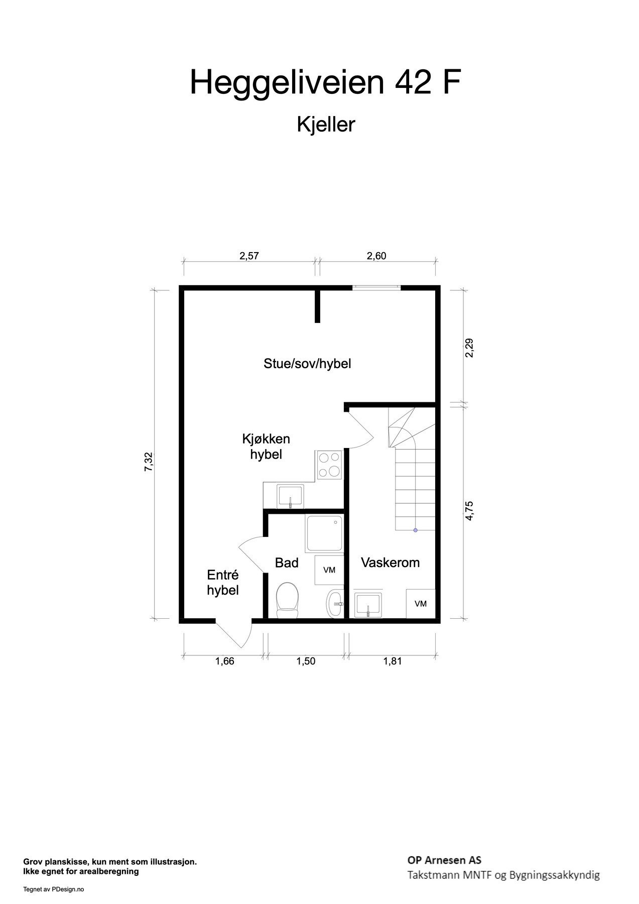 Plantegning underetasje. Rombenevnelser etter dagens bruk - u. etg er ikke godkjent til varig opphold. Galleribilde
