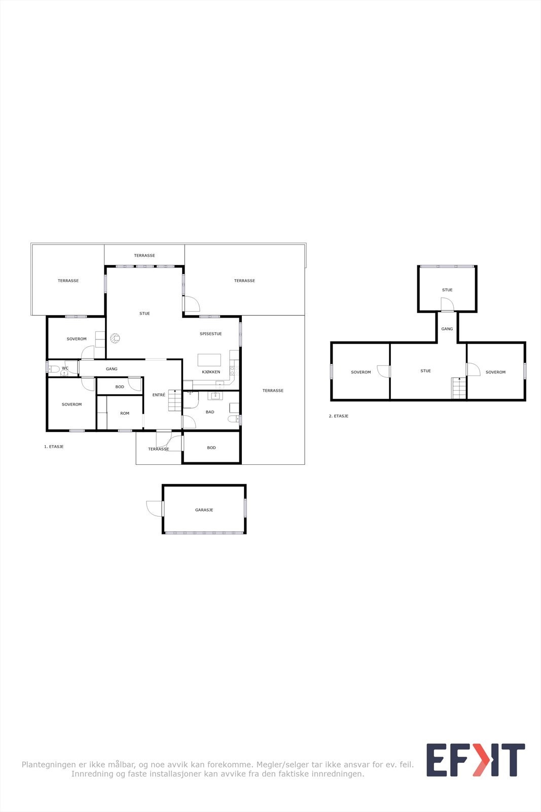 Plantegning begge plan 2D. Galleribilde