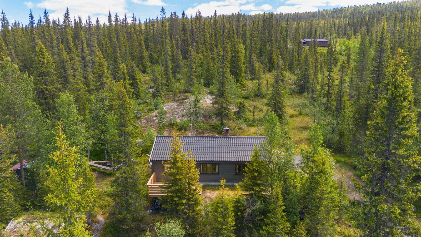 Hytta er satt opp 1966 og har en enkel hyttestandard Galleribilde