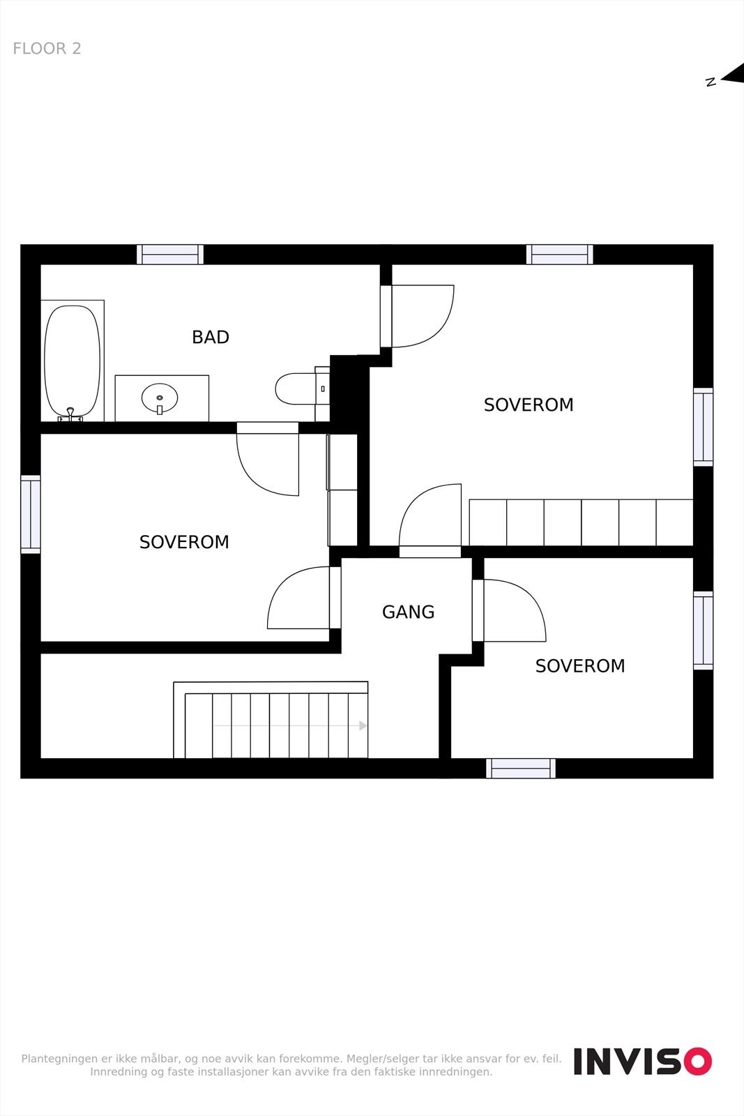 Loftetasjen inneholder gang, tre soverom og et bad. Galleribilde