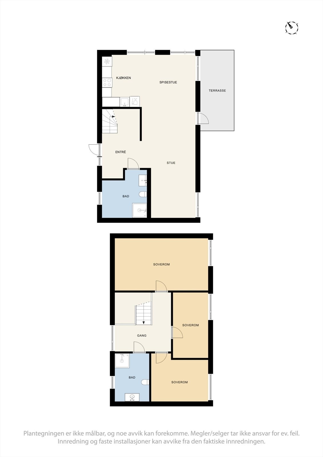 Plantegning begge etasjer. Galleribilde