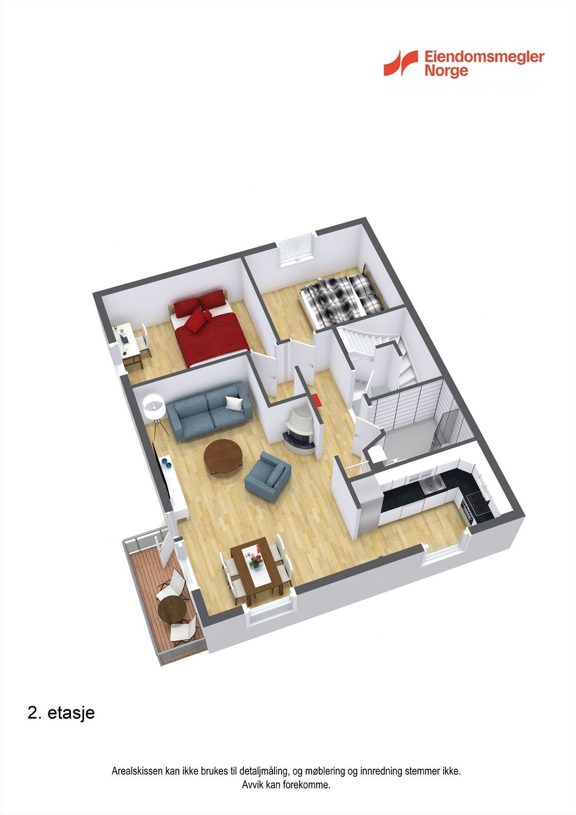 Plantegning 3D, hovudetasje Galleribilde