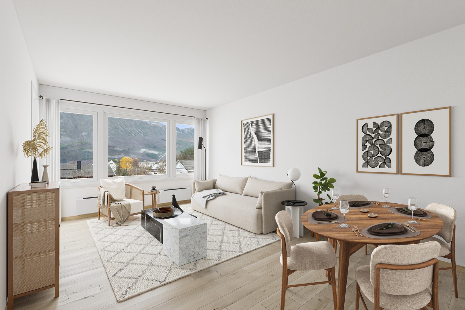 Illustrasjonsbilde av hvordan stuen kan bli. Galleribilde