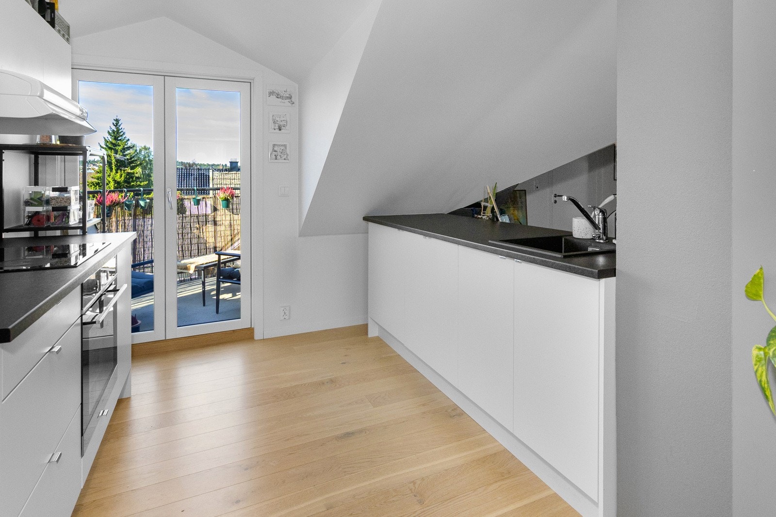 Kjøkkenet har direkte utgang til balkongen Galleribilde