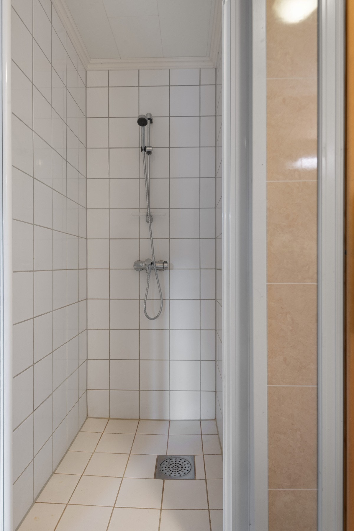 Vegghengt dusjarmatur er plassert i egen dusjnisje Galleribilde