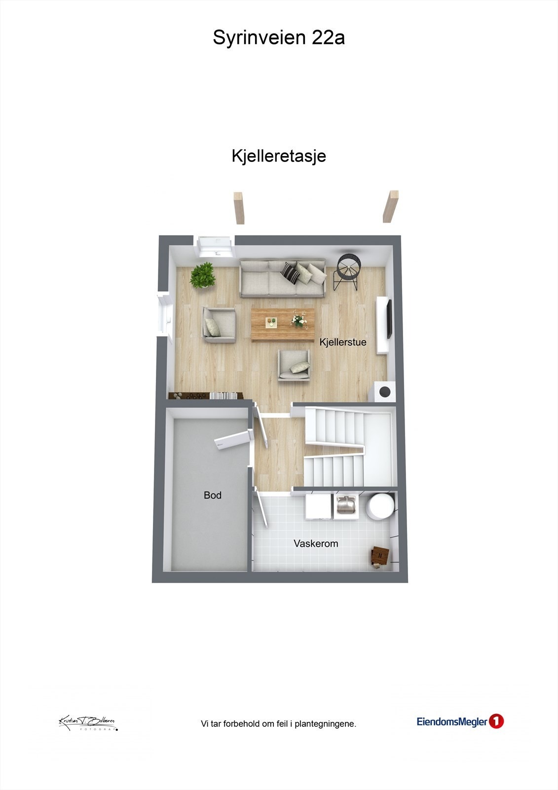 Plantegning kjeller Syrinveien 22A. Galleribilde