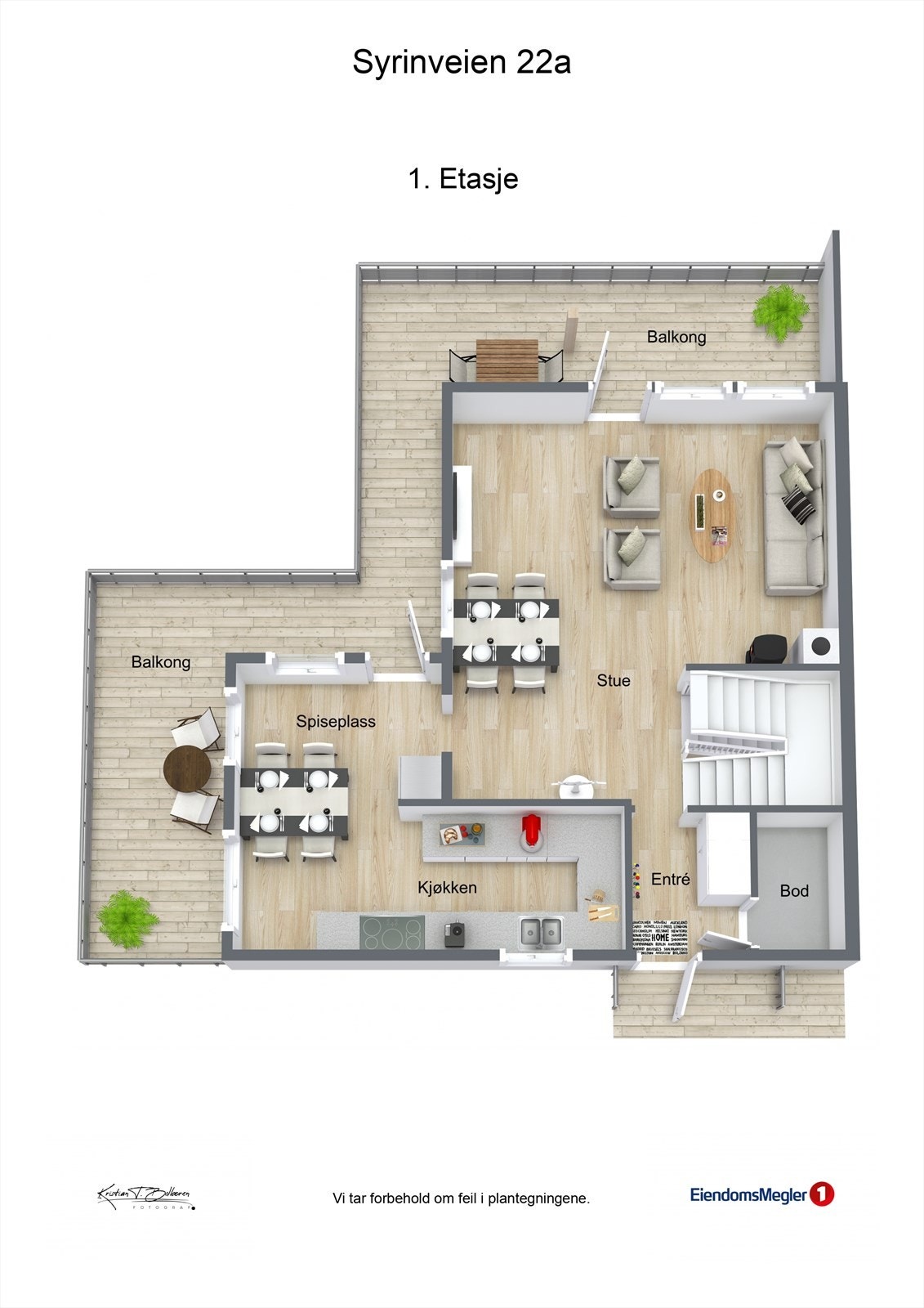 Plantegning 1. etasje Syrinveien 22A. Galleribilde