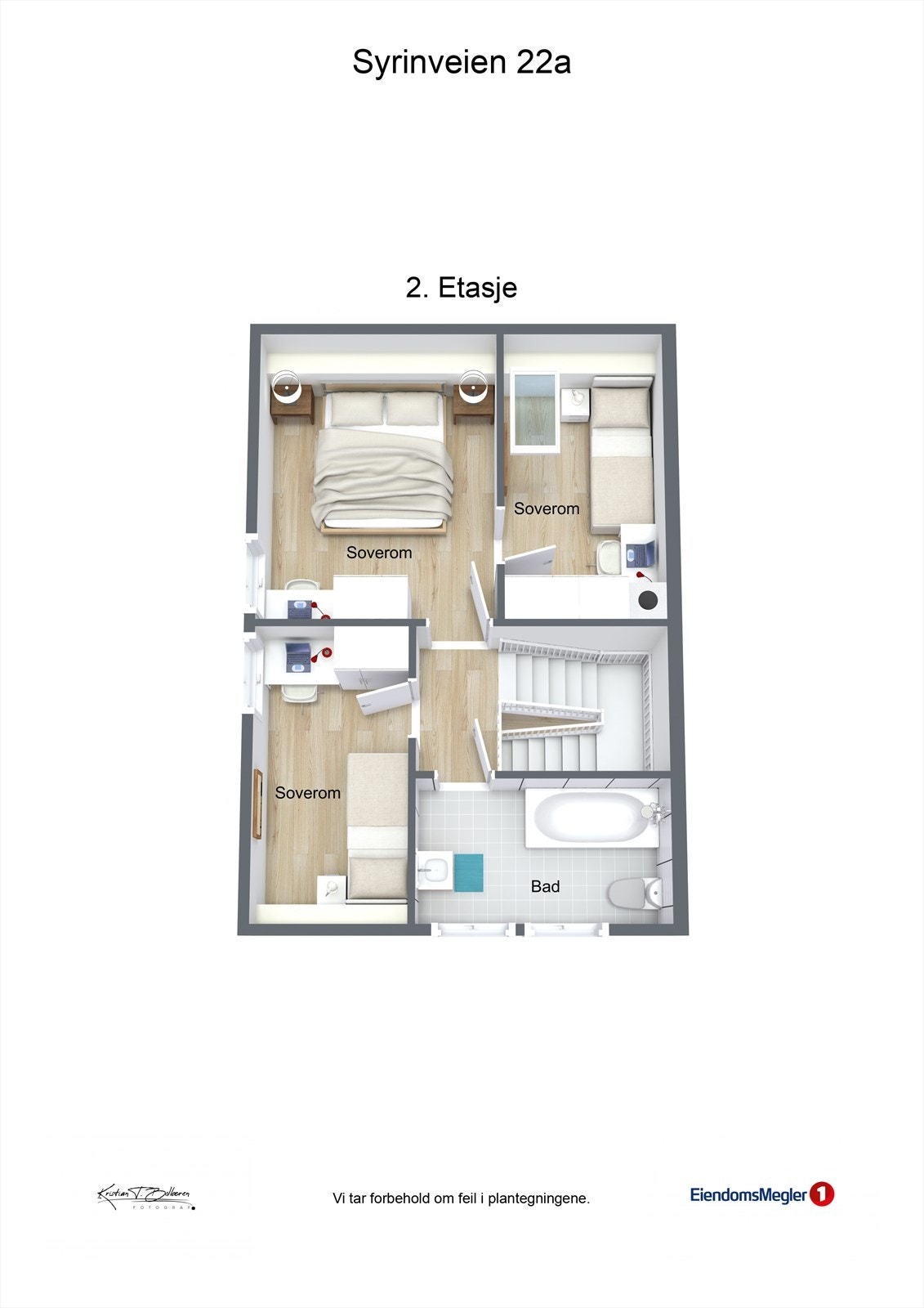Plantegning 2. etasje Syrinveien 22A. Galleribilde