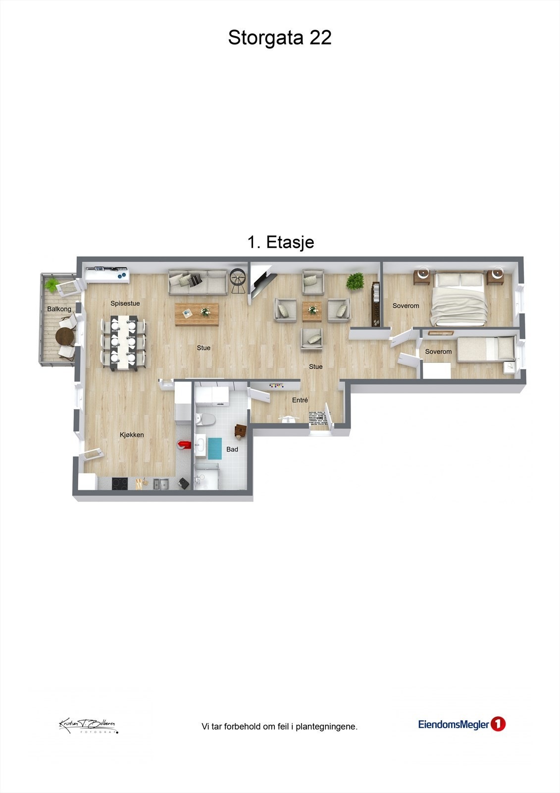 Plantegning Storgata 22, 3. etasje. Galleribilde