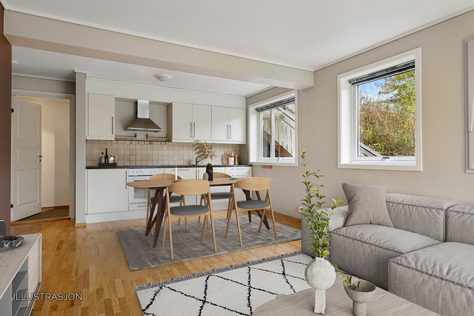 Åpen stue- og kjøkkenløsning. Galleribilde