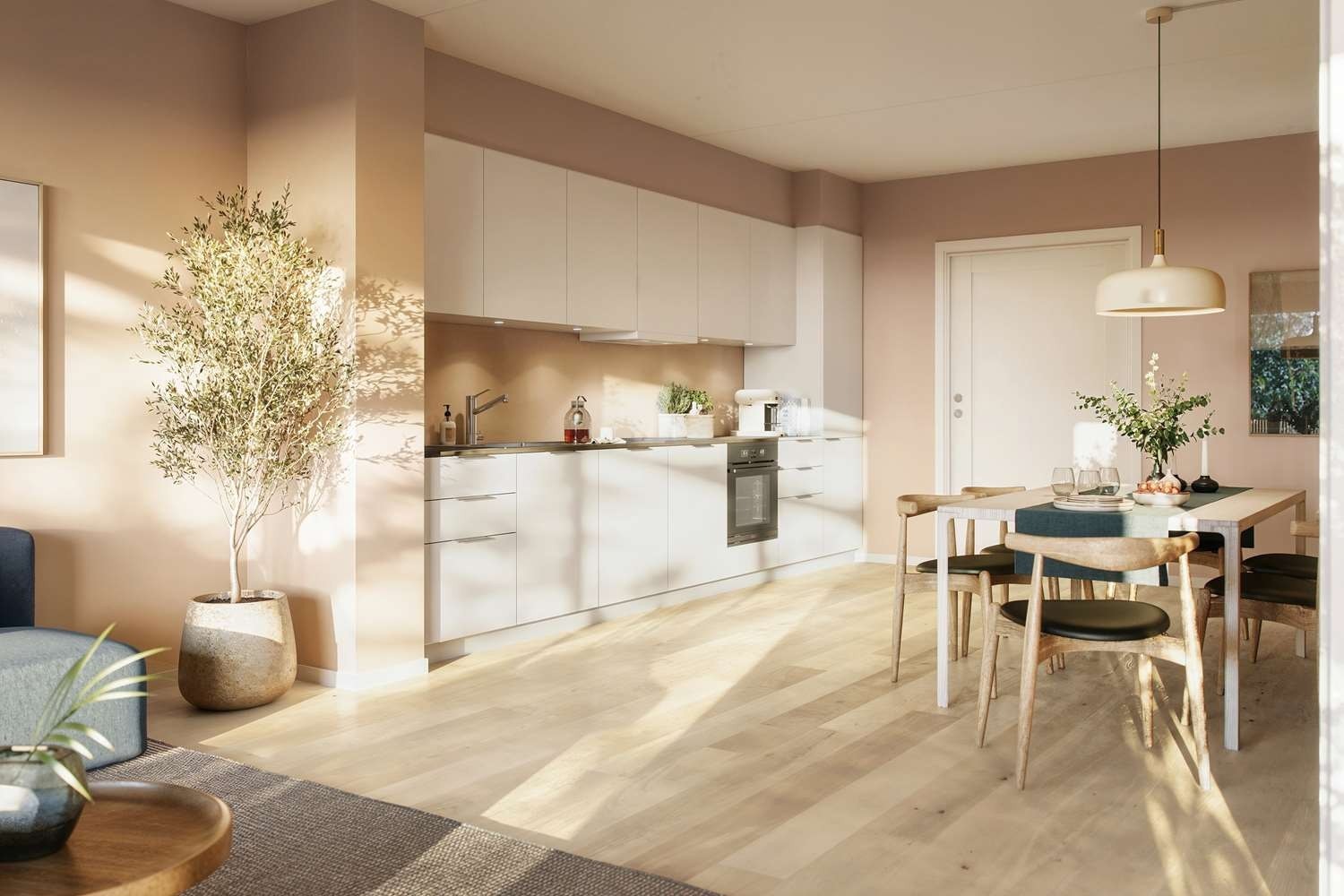 Kunstnerisk illustrasjon. Illustrasjonen er nødvendigvis ikke av den respektive leiligheten. Bilde lånt av Selvaag Bolig. Galleribilde