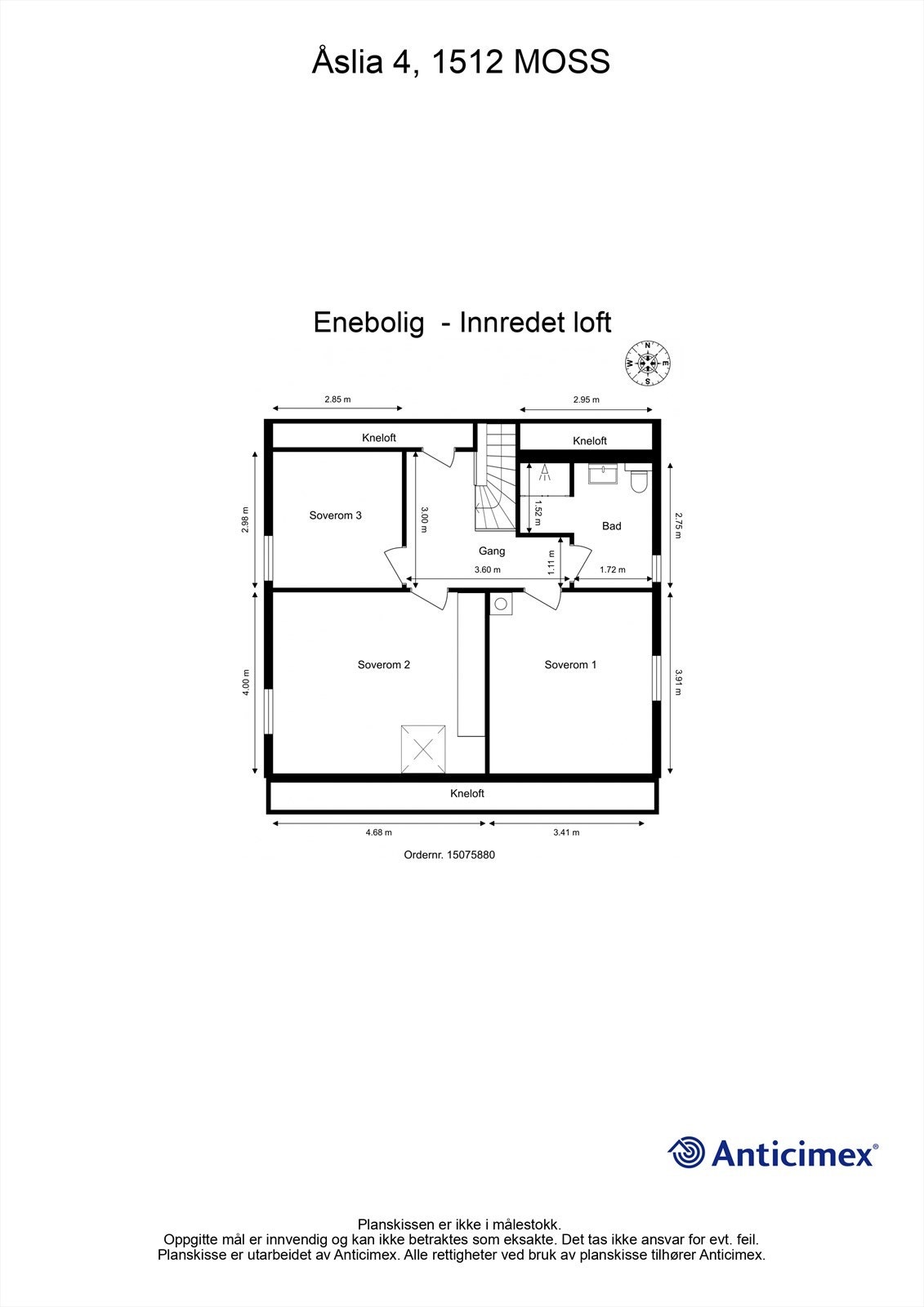 Veiledende skisse av loftsetasje. Galleribilde
