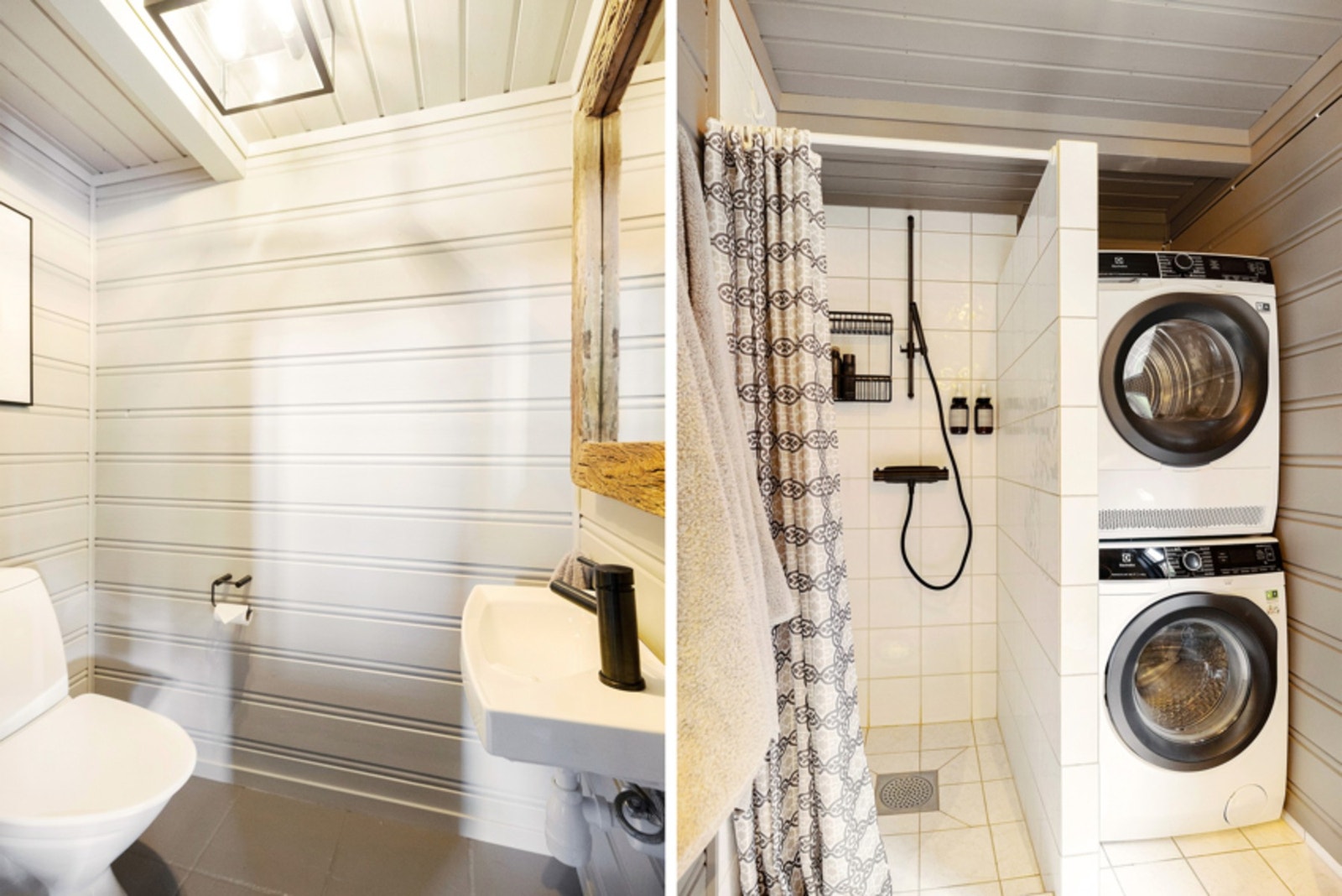 Vaskemaskin og tørketrommel var ny i 2022. I tillegg til toalett på badet har hytta eget toalettrom. Galleribilde