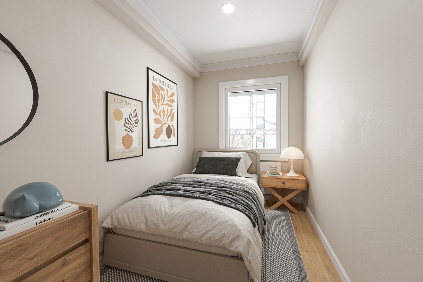 Bildet er ment som illustrasjon dersom man flytter kjøkken ut i stuen. Da får du et godt soverom 2. Megler gjør oppmerksom på at det ikke er foretatt nærmere undersøkelser rundt de tekniske forutsetningene for dette, og løsningen er kun ment som en illust Galleribilde