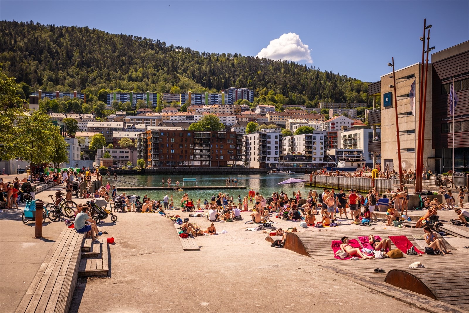 På Møhlenpris, like over haugen, ligger blant annet badestranden ved BI, Cornerteateret, kaféer, restauranter og idrettsanlegg. Galleribilde