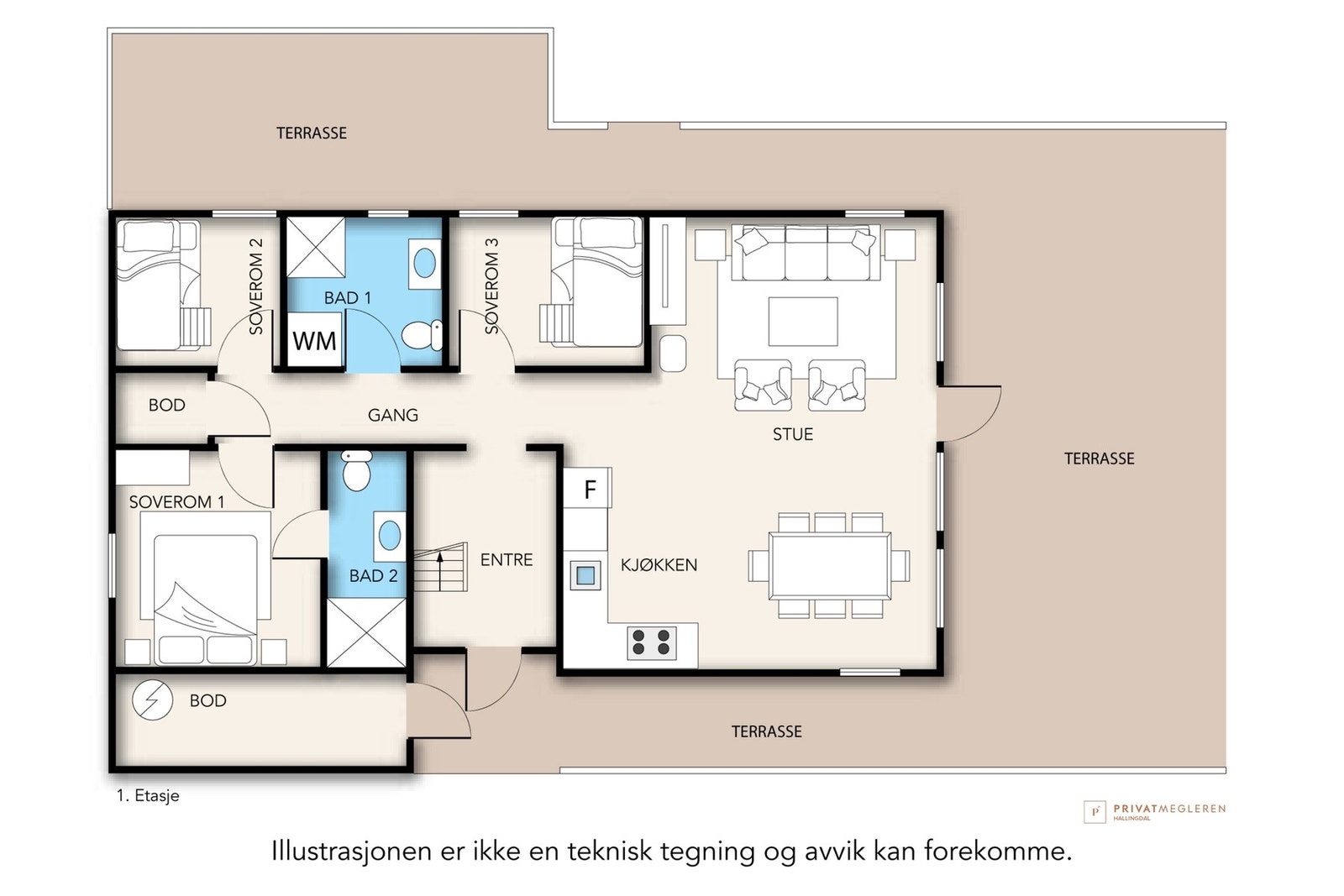 Plantegning av hovedetasjen. Galleribilde