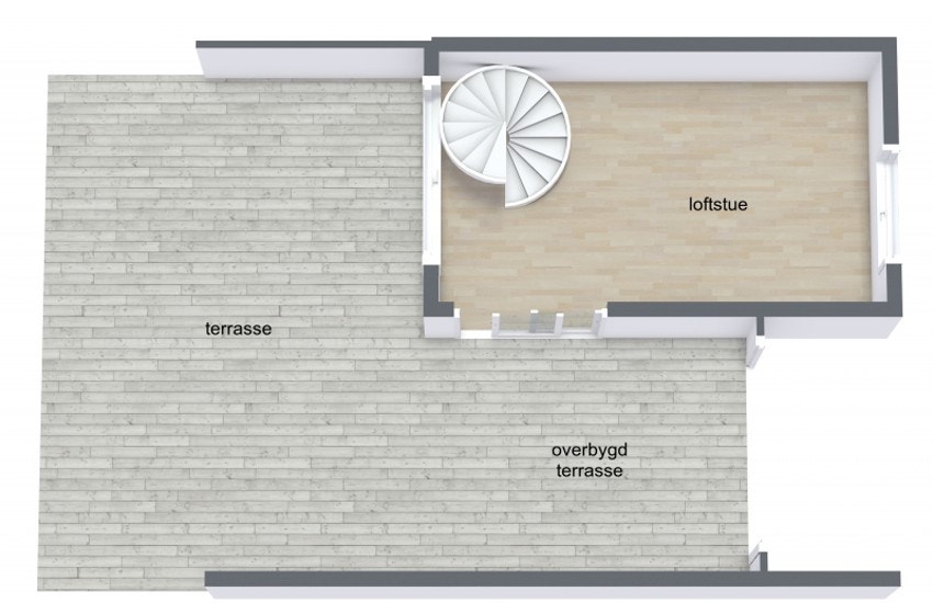 4.etasje rommer: TV-stue, samt adkomst til privat takterrasse. Galleribilde