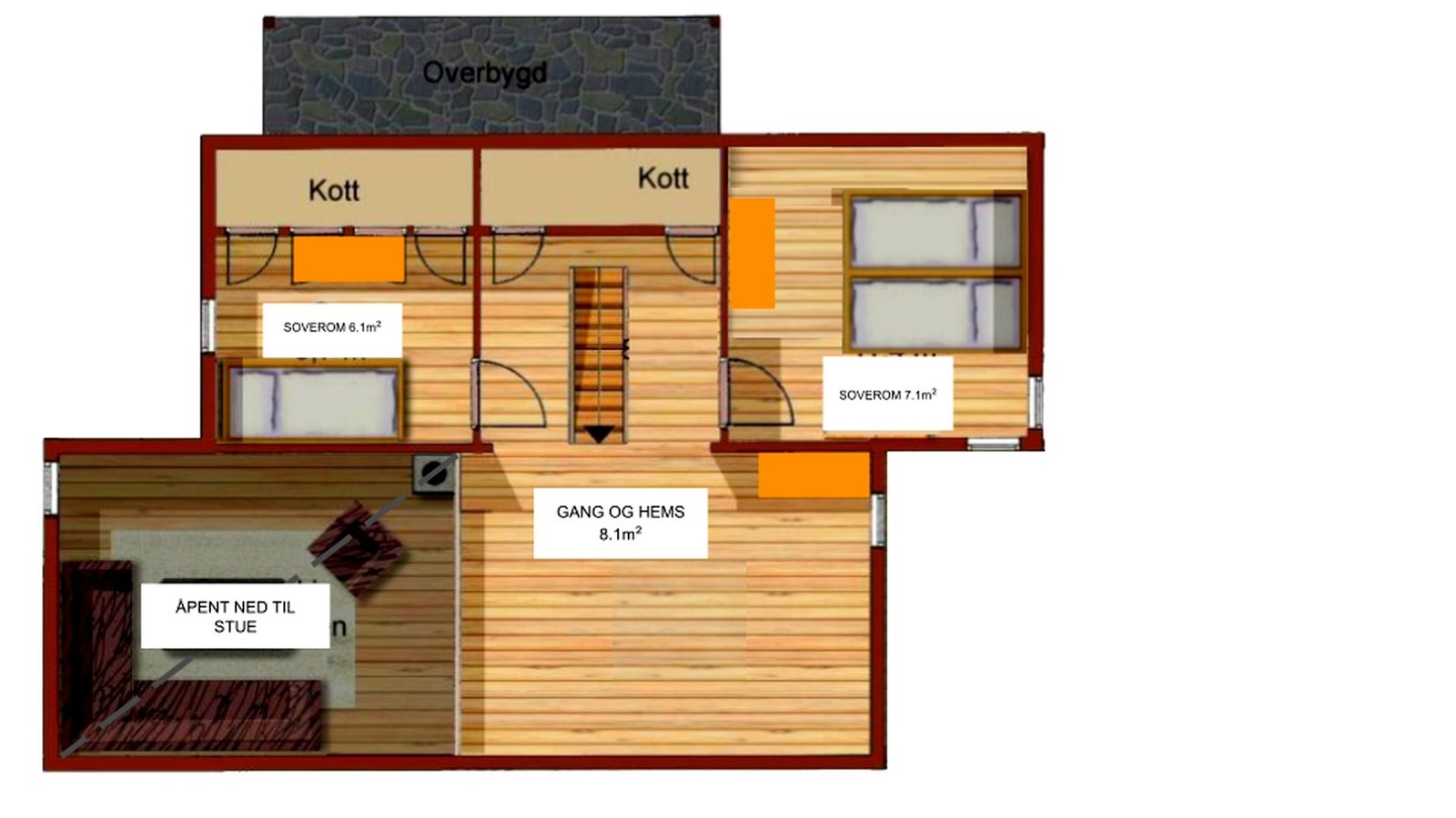 Plantegning av andre etasje. Galleribilde