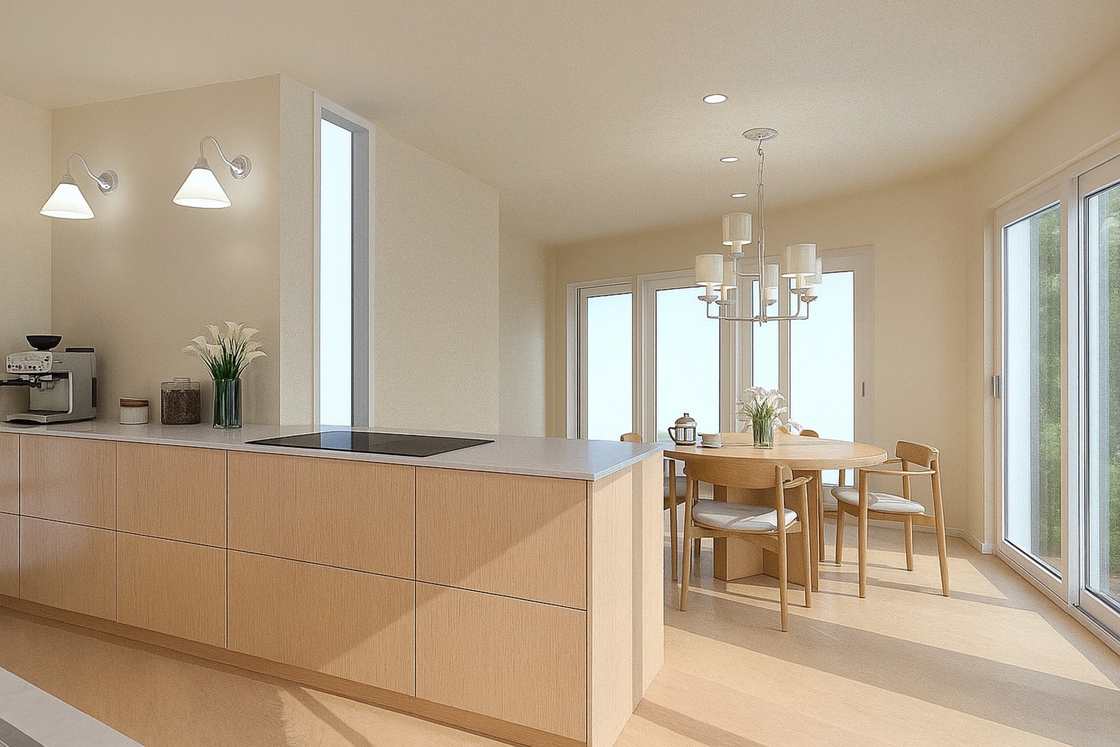 Illustrasjonsfoto av kjøkkenet.
Huset er oppgradert med et flott kjøkken fra Drømmekjøkkenet. Fortsatt er det mulig å velge hvilken farge du vil ha. Galleribilde