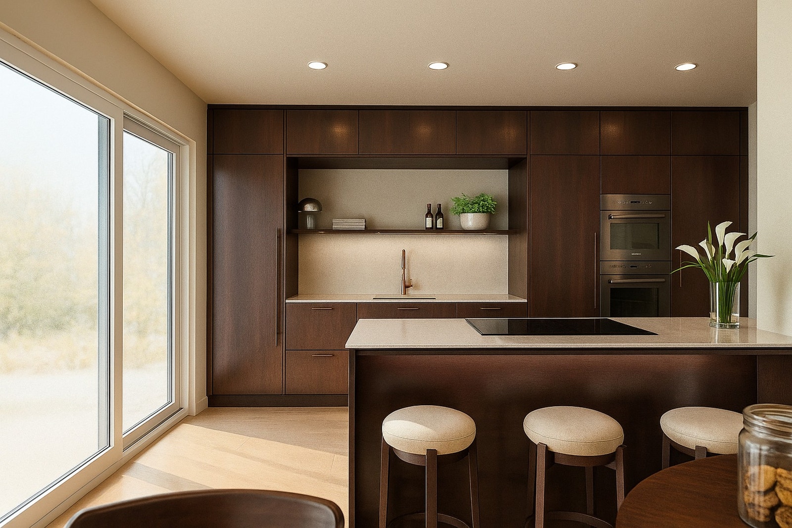 Illustrasjonsfoto av kjøkkenet. Galleribilde