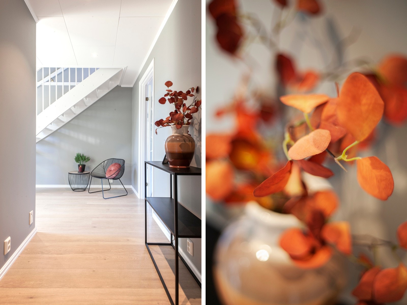 Store deler av gulv er lagt nytt i 2020 og 2018. Stilen en tidsriktig og lett å like. Galleribilde