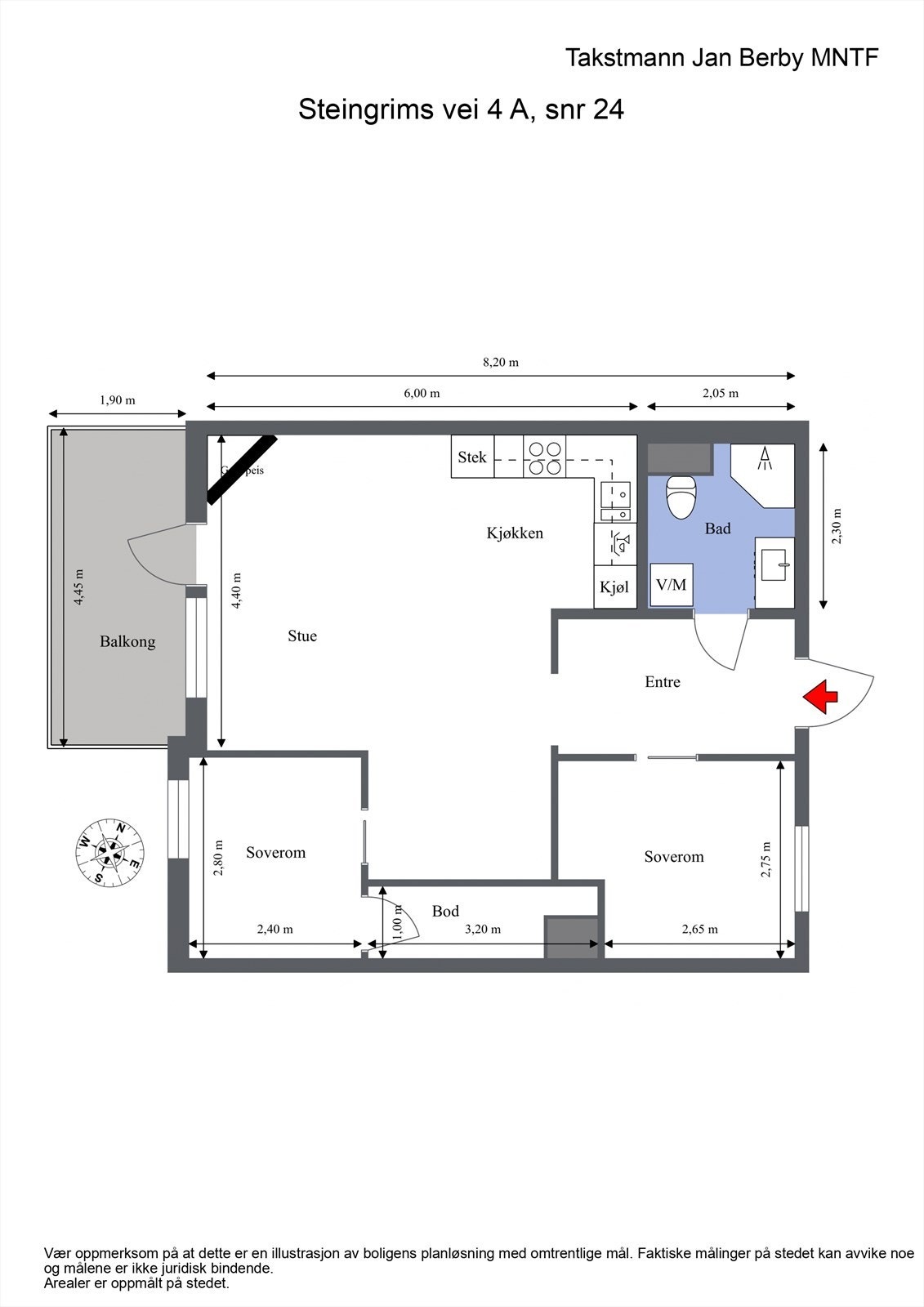 Plantegning - Leiligheten har parkeringsplass i felles garasjeanlegg. Galleribilde