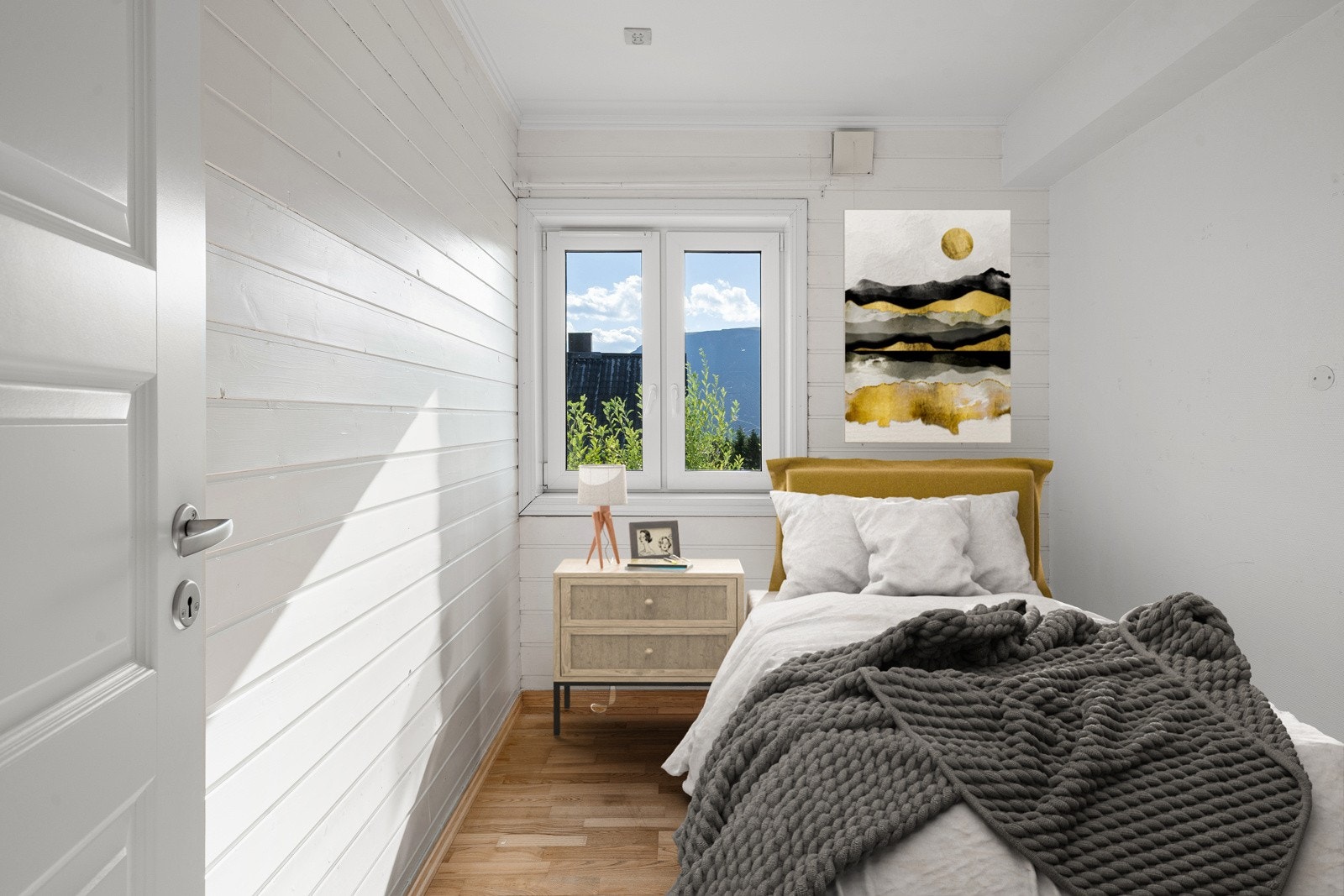 Soverom 2 leilighet 1. Illustrasjonsfoto 3D-møblering, avvik kan forekomme.