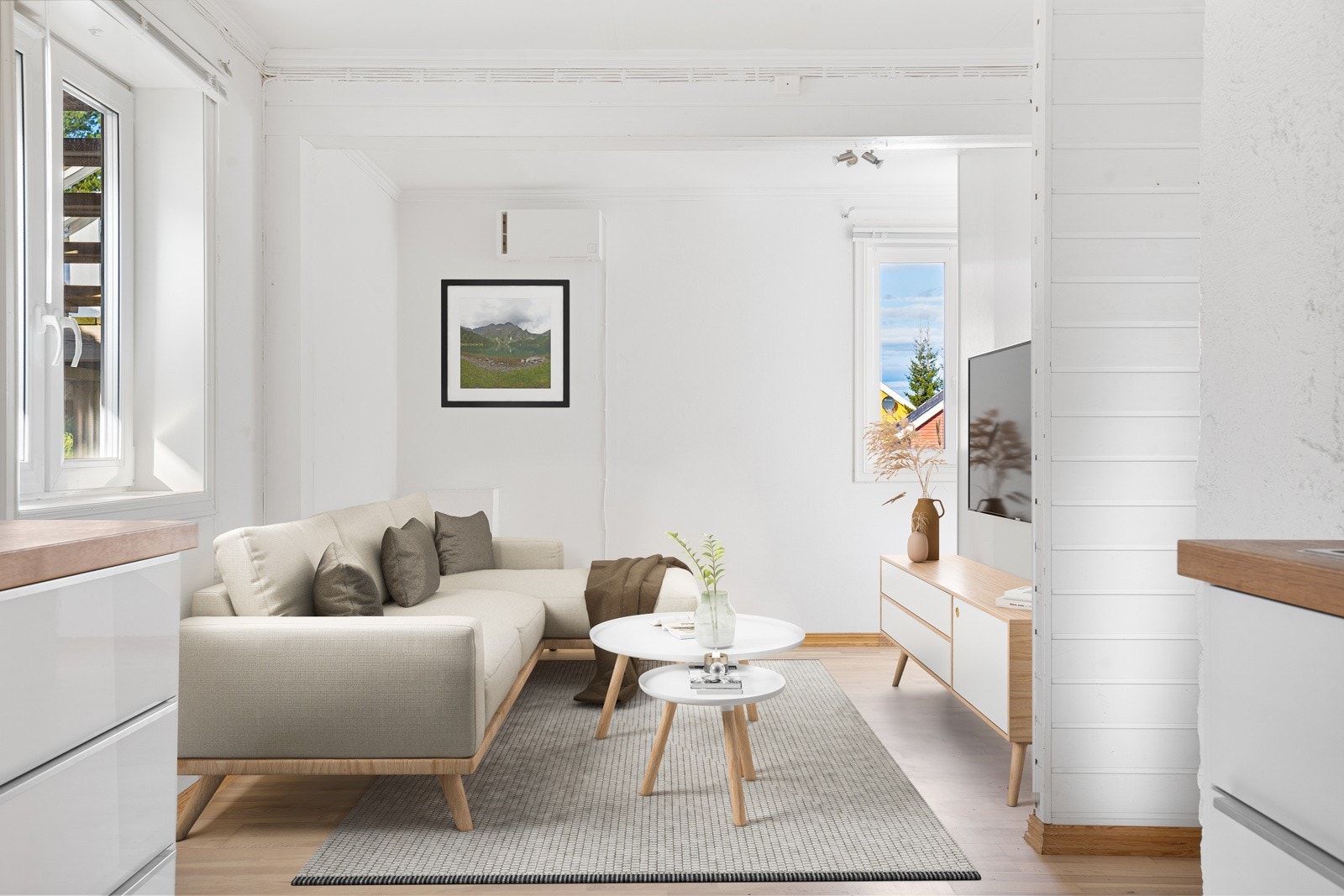 Stue leilighet 2. Illustrasjonsfoto 3D-møblering, avvik kan forekomme.