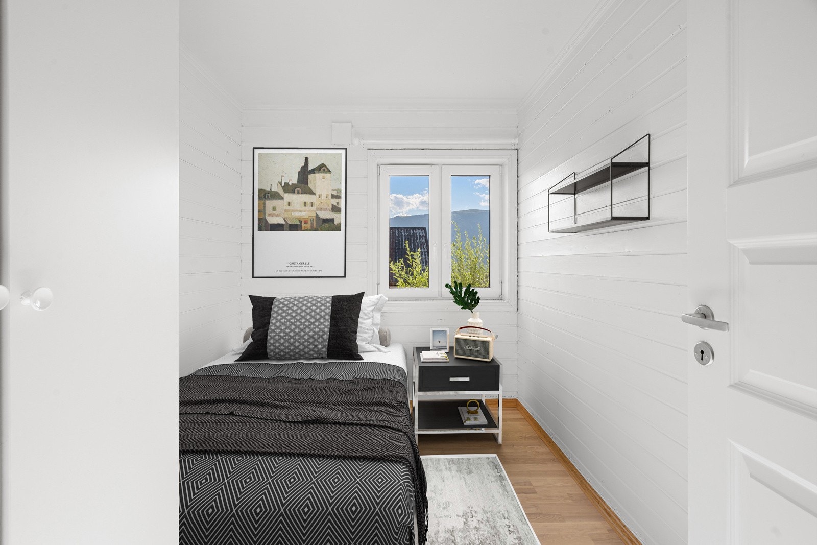 Soverom 1 leilighet 1. Illustrasjonsfoto 3D-møblering, avvik kan forekomme.