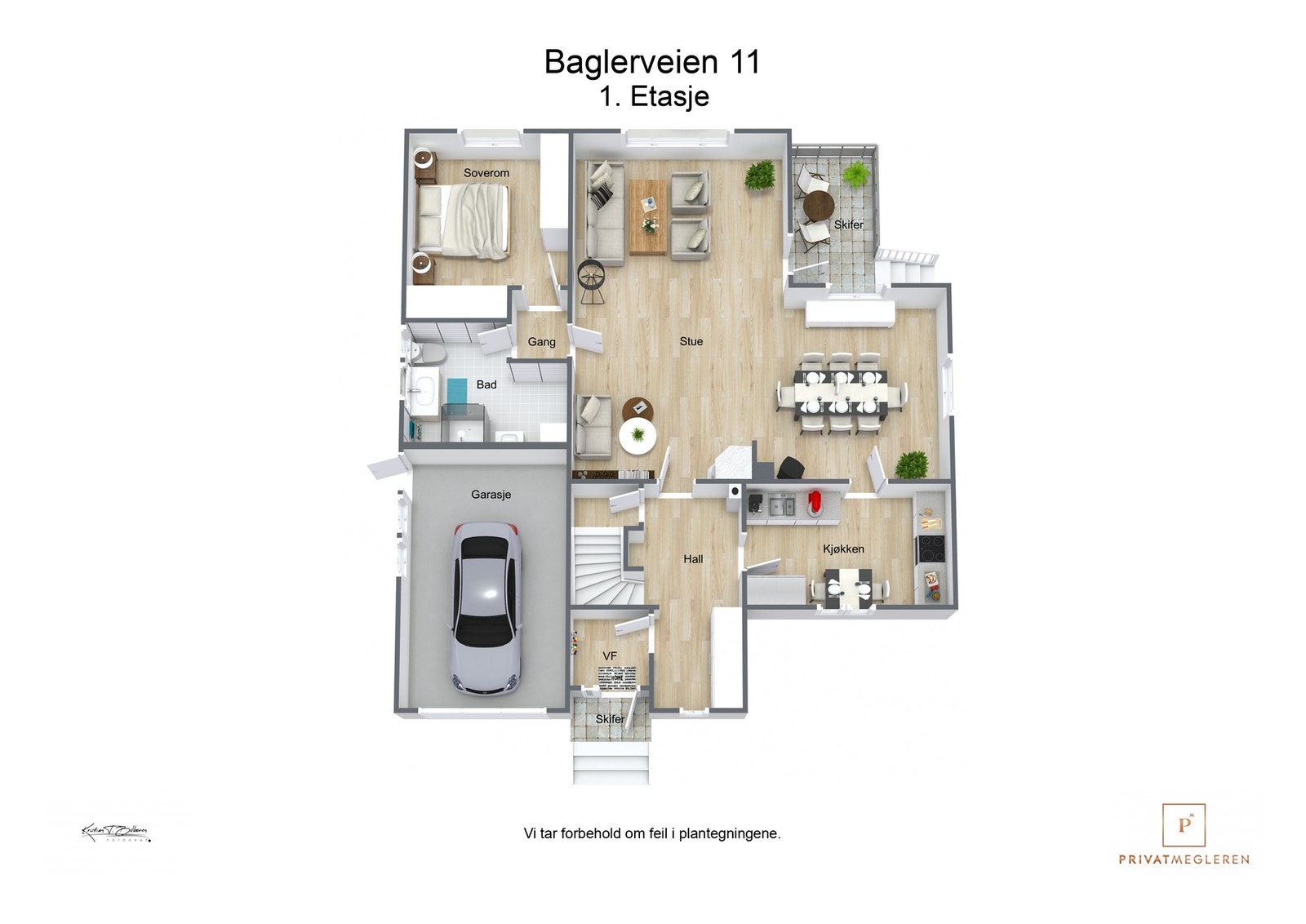 3 D plantegning 1. etasje Galleribilde