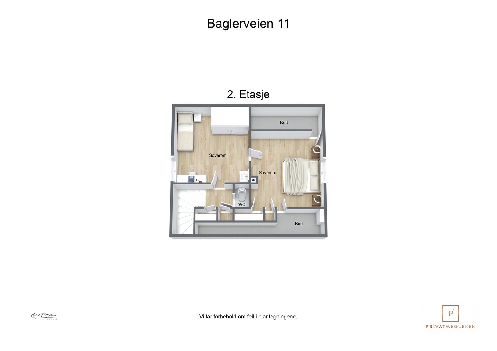 3 D plantegning 2. etasje Galleribilde