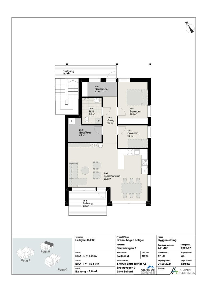 Plantegning leilighet B202 Galleribilde